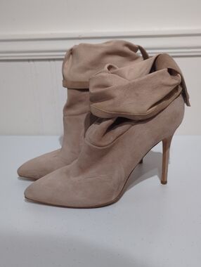 Brian Atwood Adrienne Suede Booties - size 38 - scuff at heel